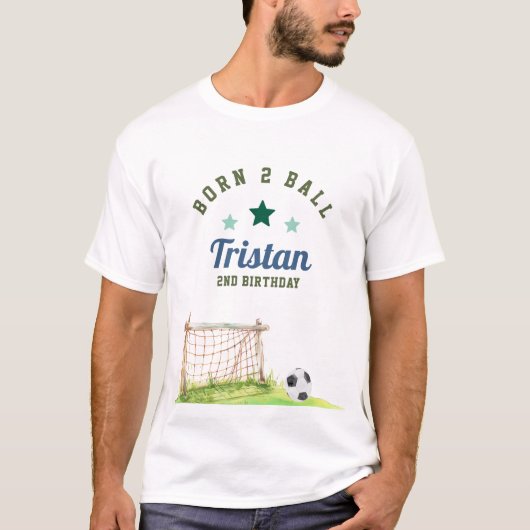 Soccer “Born Two Ball” Second Birthday Tシャツ (正面)