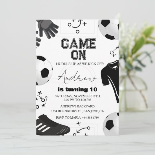Soccer Boy Birthday Party 招待状 (スタンド正面)
