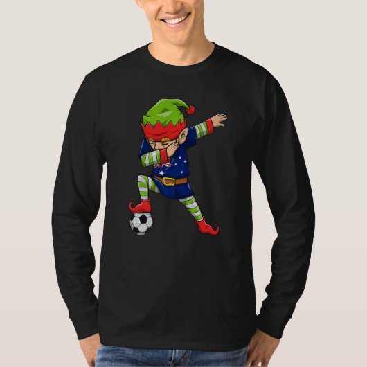 Soccer Boy Dabbing Elf Squad Christmas Australia F Tシャツ (正面)
