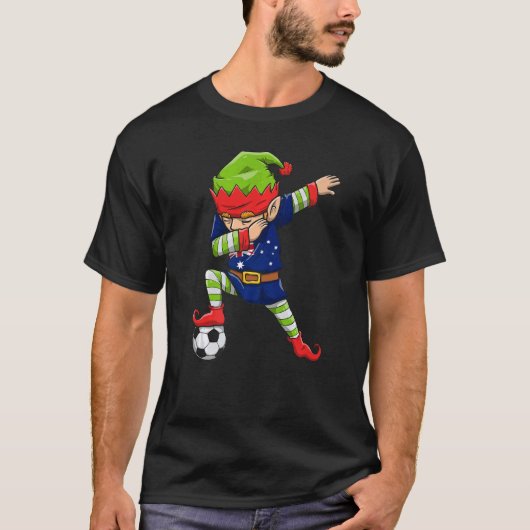 Soccer Boy Dabbing Elf Squad Christmas Australia F Tシャツ (正面)