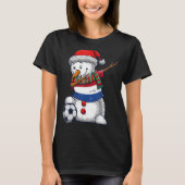 Soccer Boy Dabbing Snowman Christmas Netherlands F Tシャツ (正面)
