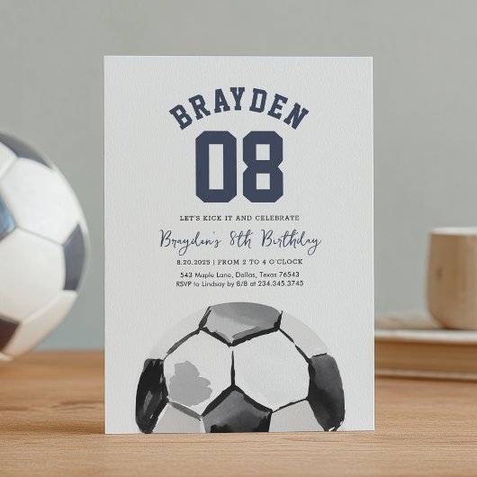 Soccer Boy Sports Birthday Invitation 招待状