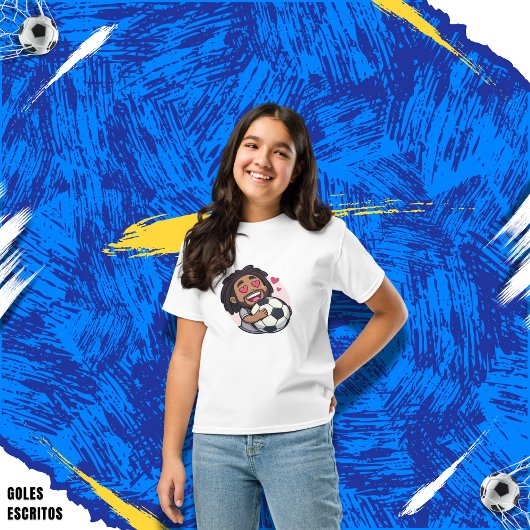 Soccer cartoon brunette man face in love tシャツ