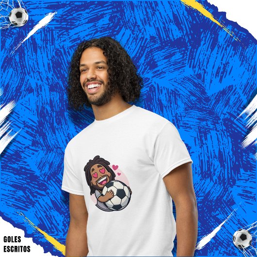 Soccer cartoon brunette man face in love tシャツ