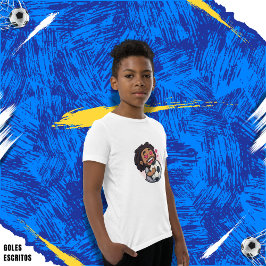 Soccer cartoon brunette man face in love tシャツ