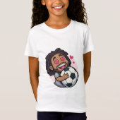 Soccer cartoon brunette man face in love tシャツ (正面)