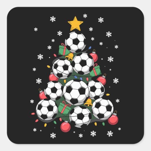 Soccer Christmas Tree Xmas Player Sports Lover スクエアシール (正面)