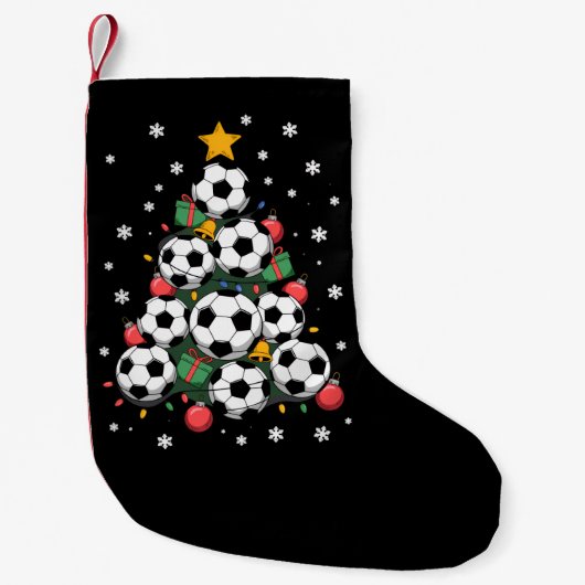 Soccer Christmas Tree Xmas Player Sports Lover スモールクリスマスストッキング (正面)