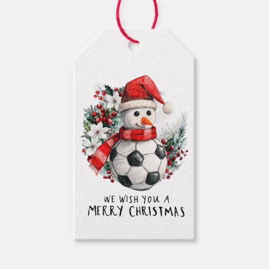 Soccer Christmas with Snowman  ギフトタグ (正面)