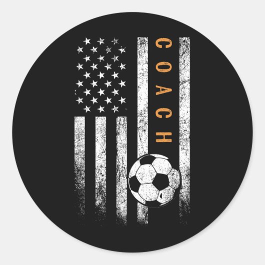 Soccer Coach American Flag Design Soccer Trainer C ラウンドシール (正面)