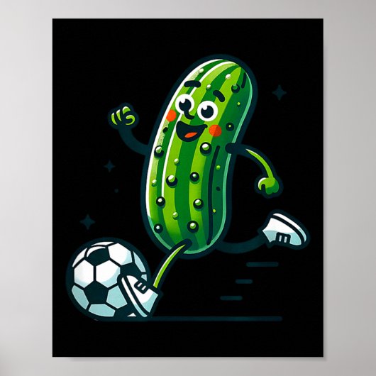 Soccer cucumber kicking ball funny pickle player ポスター (正面)