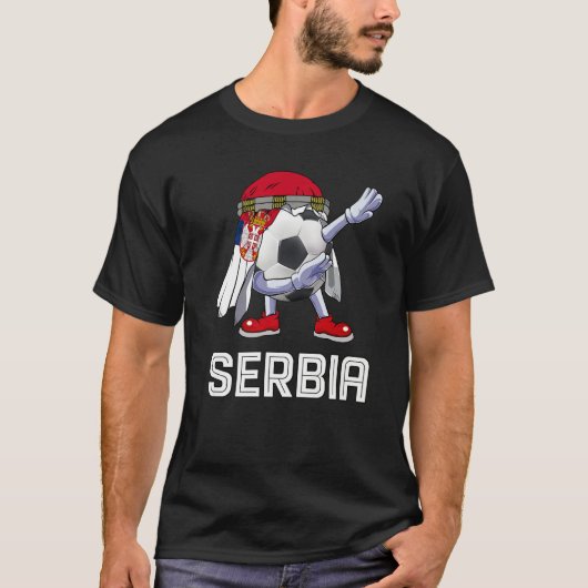 Soccer  Cute Soccer Ball Dabbing Serbia Flag Pride Tシャツ (正面)