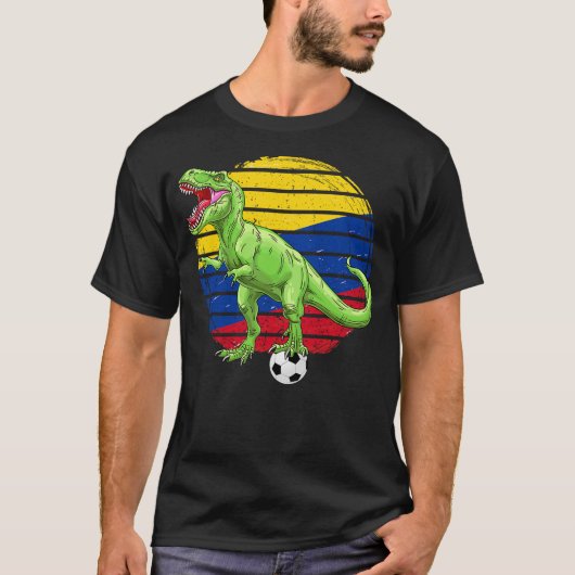 Soccer Dinosaur Trex Colombia Flag Boys Girls Todd Tシャツ (正面)