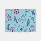 Soccer Doodle Pattern Custom Text Senior Gift フリースブランケット (正面(横))