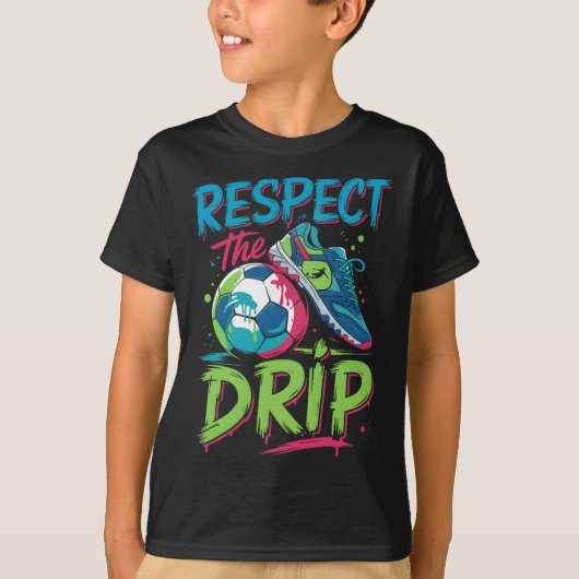 Soccer Drip Melting Ice Cream Respect The Drip Boy Tシャツ (正面)