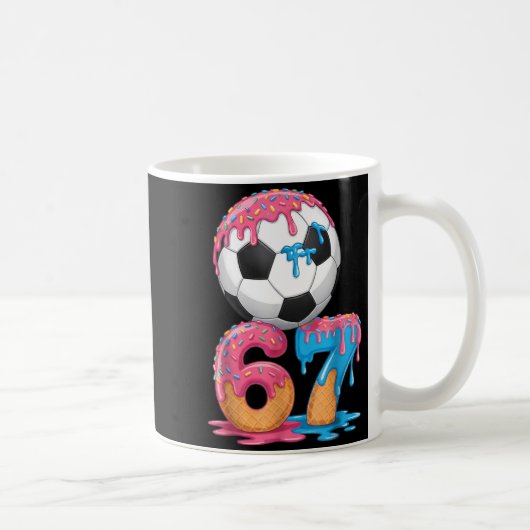 Soccer Drip Number 67 Boys Soccer Player 67 コーヒーマグカップ (右)