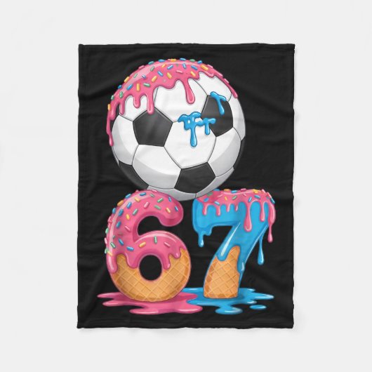 Soccer Drip Number 67 Boys Soccer Player 67  フリースブランケット (正面)