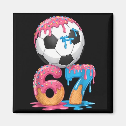 Soccer Drip Number 67 Boys Soccer Player 67  マグネット (正面)