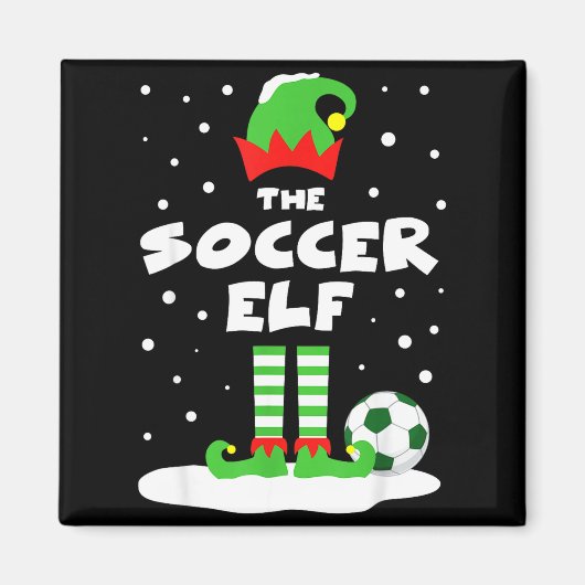 Soccer Elf Matching Group Family Holiday Christmas マグネット (正面)