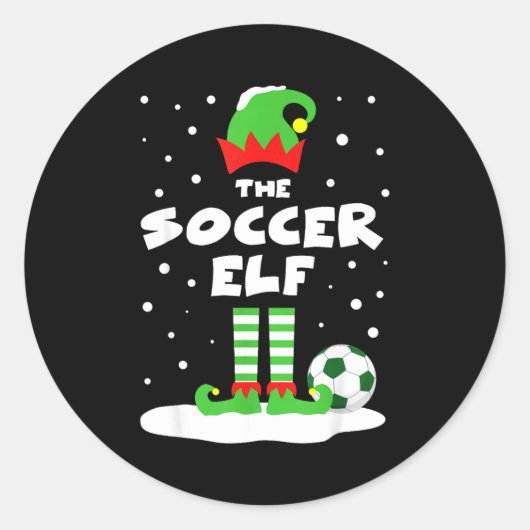 Soccer Elf Matching Group Family Holiday Christmas ラウンドシール (正面)