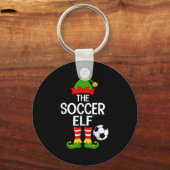 Soccer Elf Xmas Matching Family Elf Squad Christma キーホルダー (正面)