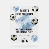 Soccer First Year Down 1st Birthday Party アクリルサイン (正面)