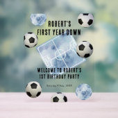 Soccer First Year Down 1st Birthday Party アクリルサイン (ニュートラル)