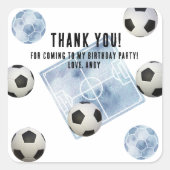 Soccer First Year Down Birthday Party スクエアシール (正面)