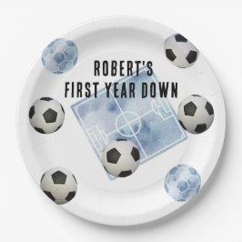 Soccer First Year Down Birthday Party ペーパープレート