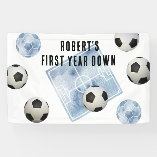 Soccer First Year Down Birthday Party 横断幕 (横)