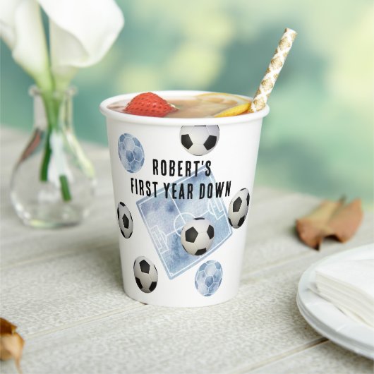 Soccer First Year Down Birthday Party 紙コップ (インサイチュ)