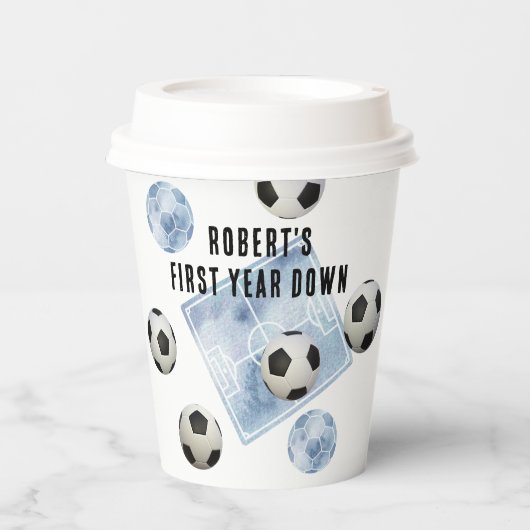 Soccer First Year Down Birthday Party 紙コップ (正面)