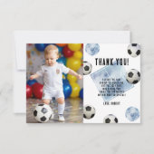 Soccer First Year Down Birthday Thank you サンキューカード (正面)