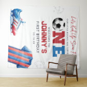 Soccer Football 1st Birthday Photo Backdrop タペストリー (インサイチュ(横))