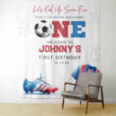 Soccer Football 1st Birthday Photo Backdrop タペストリー (インサイチュ)