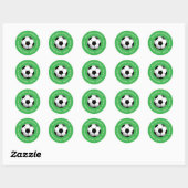 Soccer Football Ball on Green Custom Text ラウンドシール (シート)