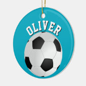 Soccer Football Balls Kids Name Christmas  セラミックオーナメント (左)
