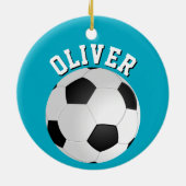 Soccer Football Balls Kids Name Christmas  セラミックオーナメント (裏面)