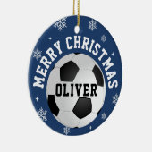 Soccer Football Balls Kids Name Christmas  セラミックオーナメント (右)