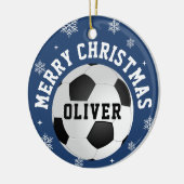 Soccer Football Balls Kids Name Christmas  セラミックオーナメント (左)