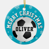 Soccer Football Balls Kids Name Christmas  セラミックオーナメント (正面)