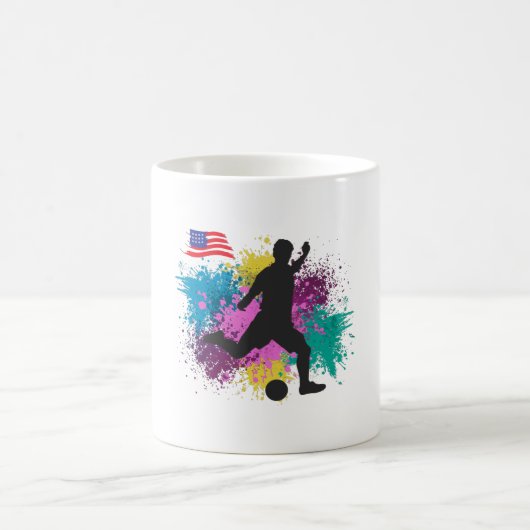 Soccer Football USA Grungy Color Splashes コーヒーマグカップ (中央)