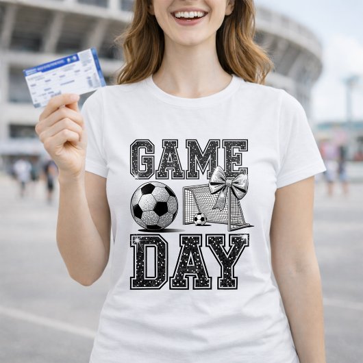 Soccer Game Day Glitter Bow Tシャツ
