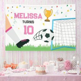 Soccer girl Sport Birthday backdrop banner 横断幕