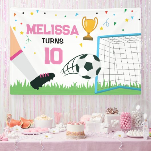 Soccer girl Sport Birthday backdrop banner 横断幕 (パーティー)