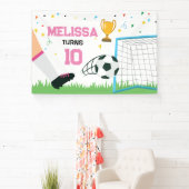 Soccer girl Sport Birthday backdrop banner 横断幕 (インサイチュ)