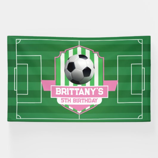 Soccer Girly Birthday banner backdrop  横断幕 (横)