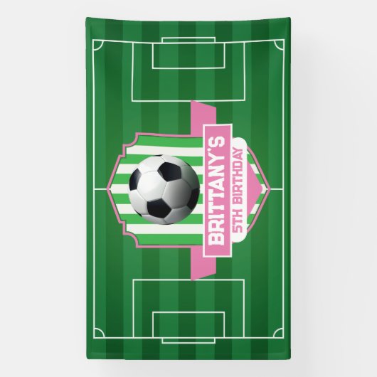 Soccer Girly Birthday banner backdrop 横断幕 (縦)