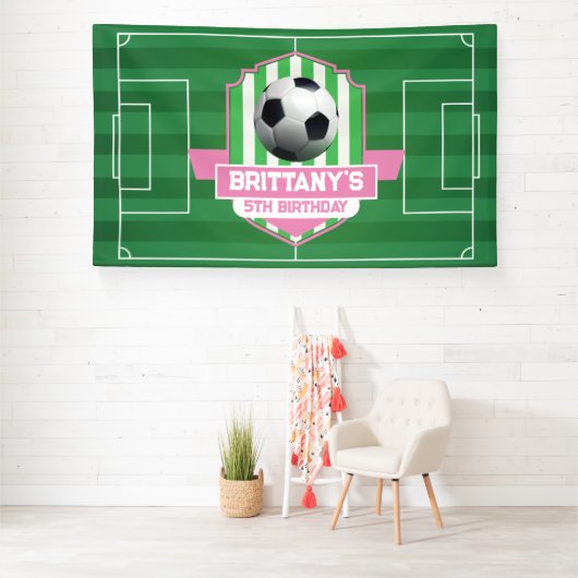 Soccer Girly Birthday banner backdrop  横断幕 (インサイチュ)