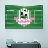 Soccer Girly Birthday banner backdrop  横断幕 (トレードショー)